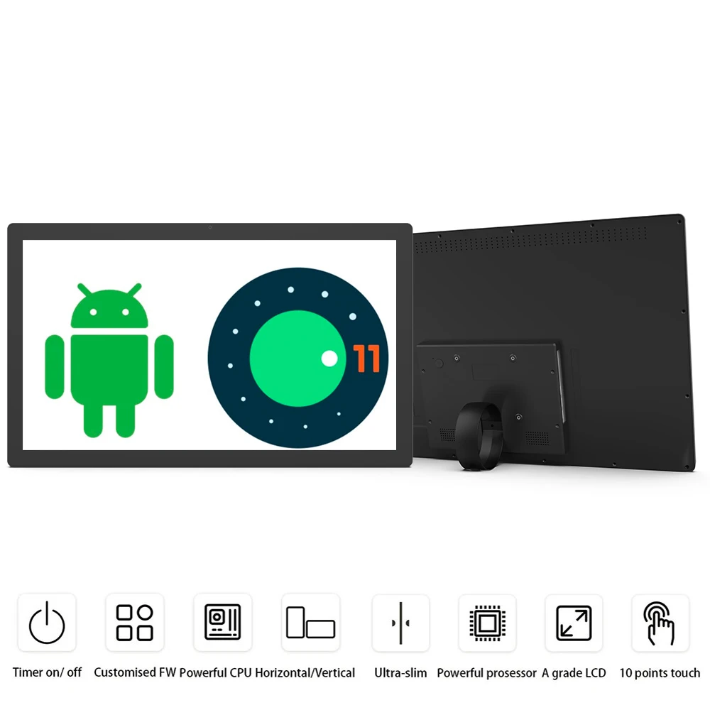 27 inch Ultra-slim Android touch screen interactive display (1920*1080, wifi, RJ45, BT, Play store, 100*100 VESA