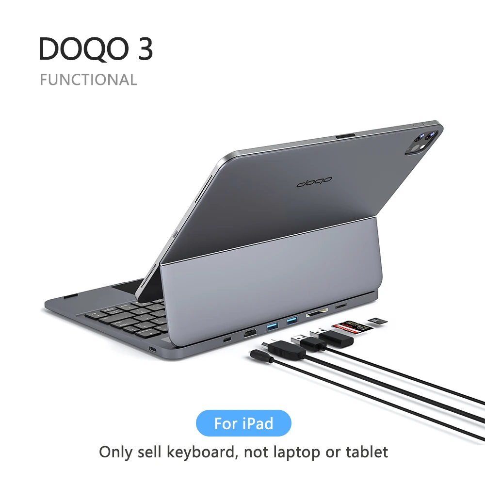 Doqo Aluminum magic keyboard case  for iPad Pro/Air with 7-in-1 Hub function trackpad