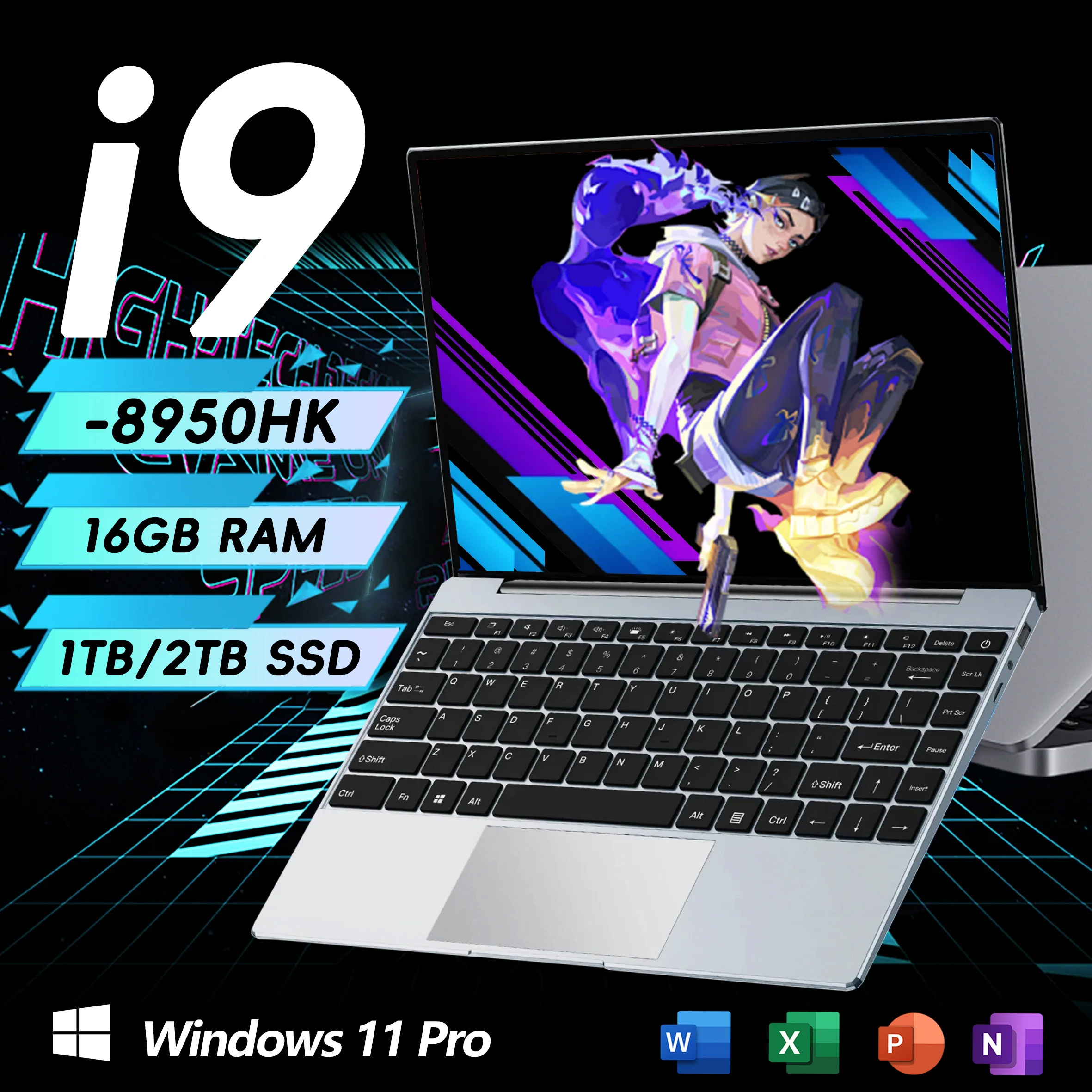 14.1'' Laptop Computer Windows 11 Intel Core i9 8950HK 16GB RAM 1TB 2TB SSD Laptops Office Study Gaming Notebook PC Computer