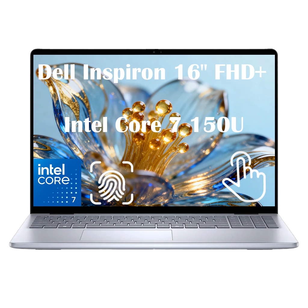 Dell Inspiron 16" FHD+ Touchscreen Laptop,Intel Core 7 150U,Up to 64GB RAM DDR5 2TB SSD,Backlit,Fingerprint,Windows 11 Home