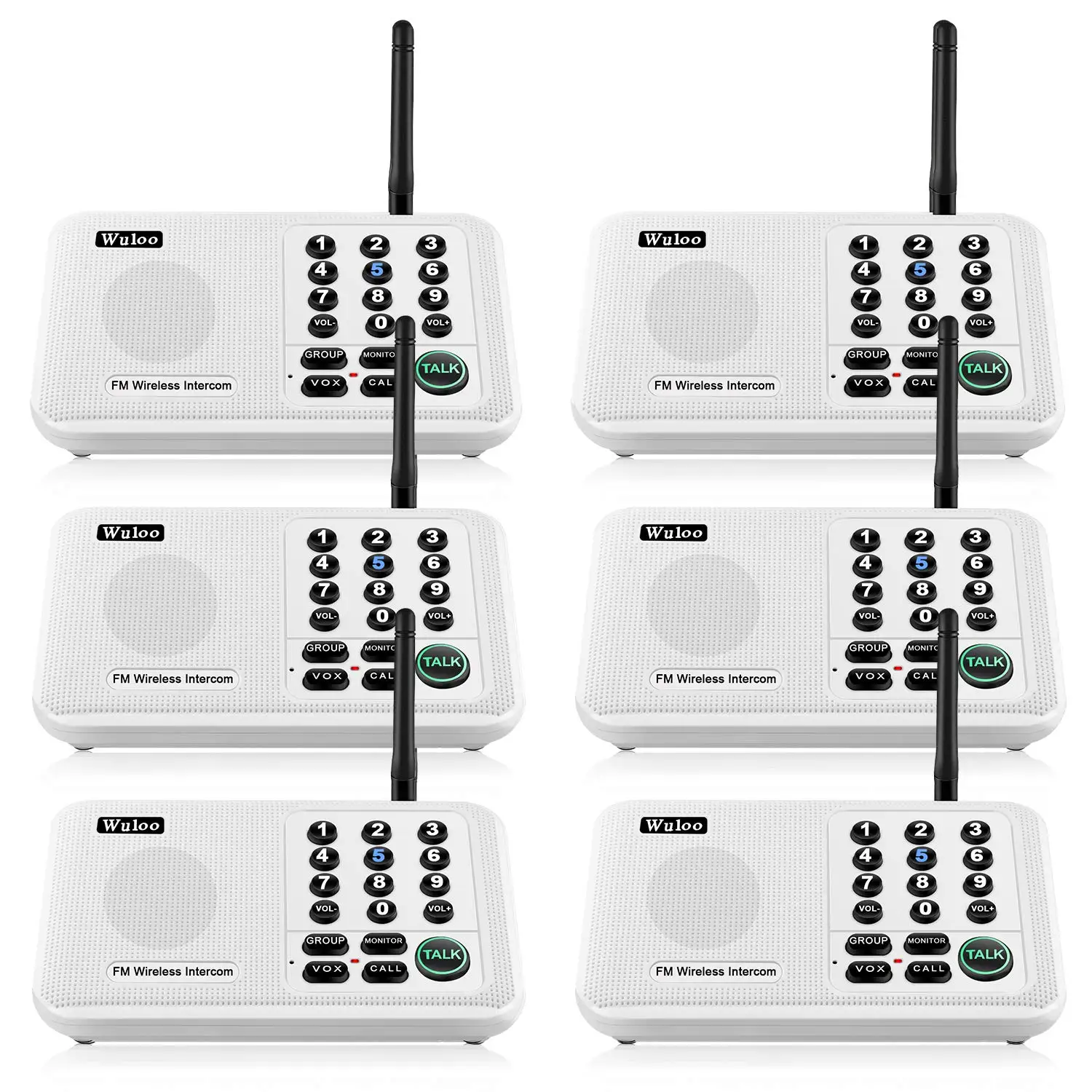 Wuloo Wireless Home Intercom System for House Business Office 5280 Feet Range 10 Channel Room To Room Communication System