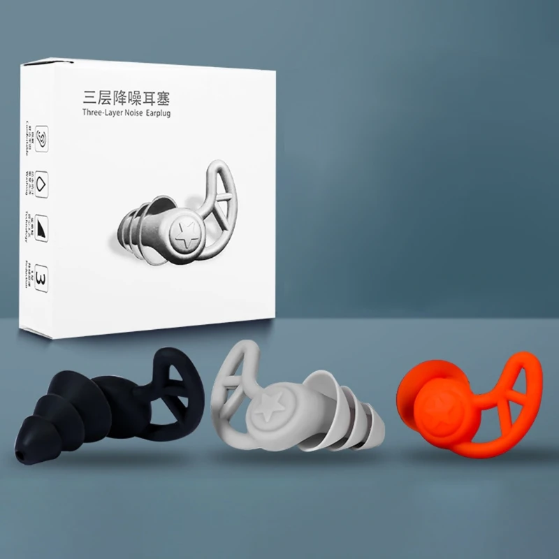 1 Pair Silicone Ear Plugs In-ear Fit 160 Degree On-ear Design keep quiet for Studying Working Sleeping Swimming 40dB SNR