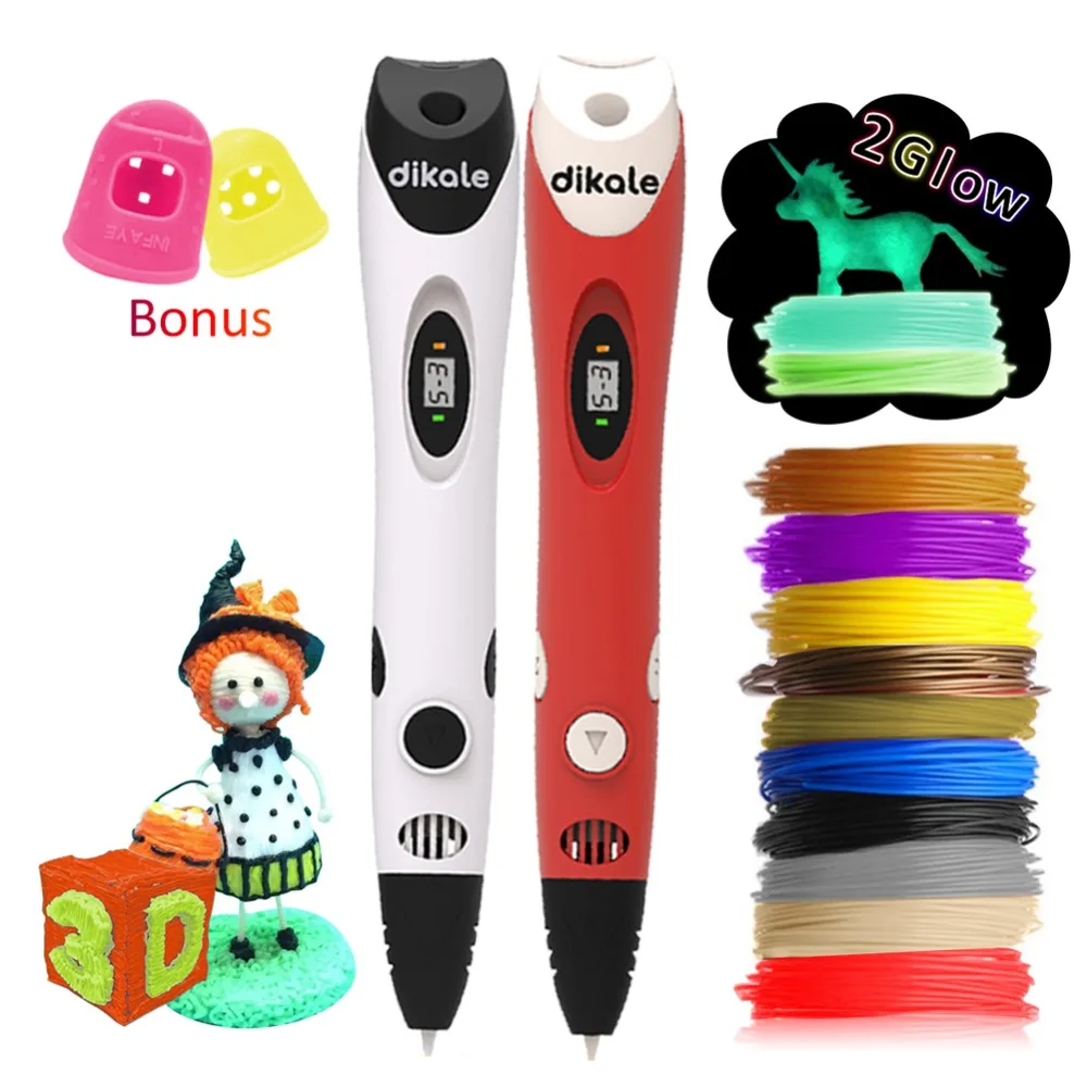 Dikale 3D Drawing Pen 7th Generation 3D Printer Pen Pencil Stencil 3D Stift Drucker eBook Refill PLA Filament Kid Adult DIY Gift