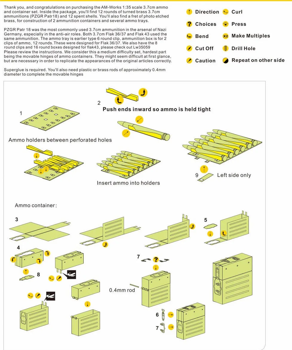 1/35 Scale 3.7cm Flak 36/37 Ammunitions, Container and Ammo Tray (This a model Toys ,Can't Fire, Only For Display)