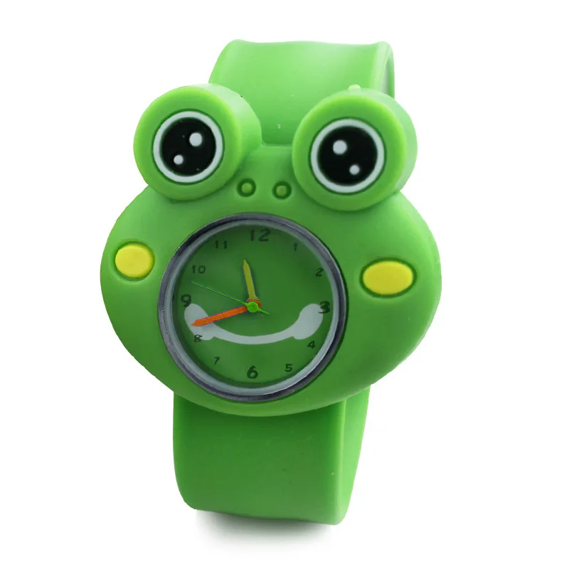 Digital Slap Watch Cute Frog Slap Watches Cute 3D Cartoon Animal  for Boys Girls Gifts Kids Green Quartz Wrist Watches Clock