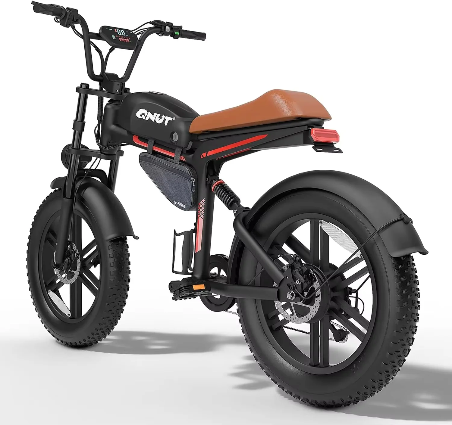 QNUT Electric Bicycle 1500W Peak Motor 48V18AH Lithium Battery BK20 E Bike All-Terrain 20'' Fat Tire Bike off-road Mountain Bike