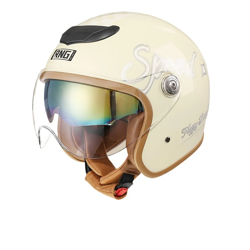 Electric vehicle summer helmet, four-season universal motorcycle retro half helmet breathable helmet