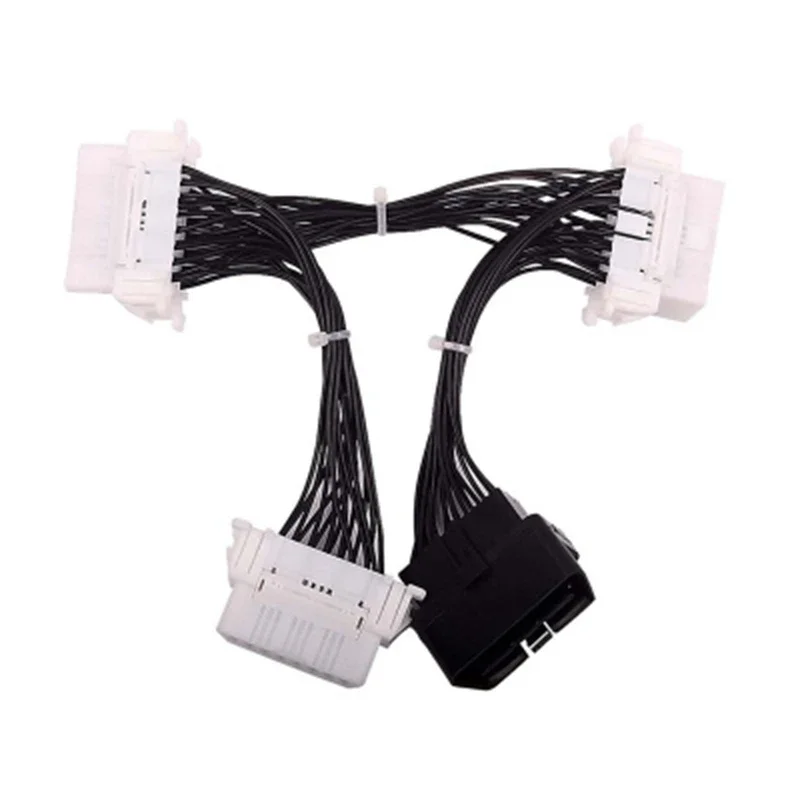 Extension Harness 16PIN Male to 2 Female OBD2 16Pin Connector Electronic Wire Diagnostic Standard Interface Splitter