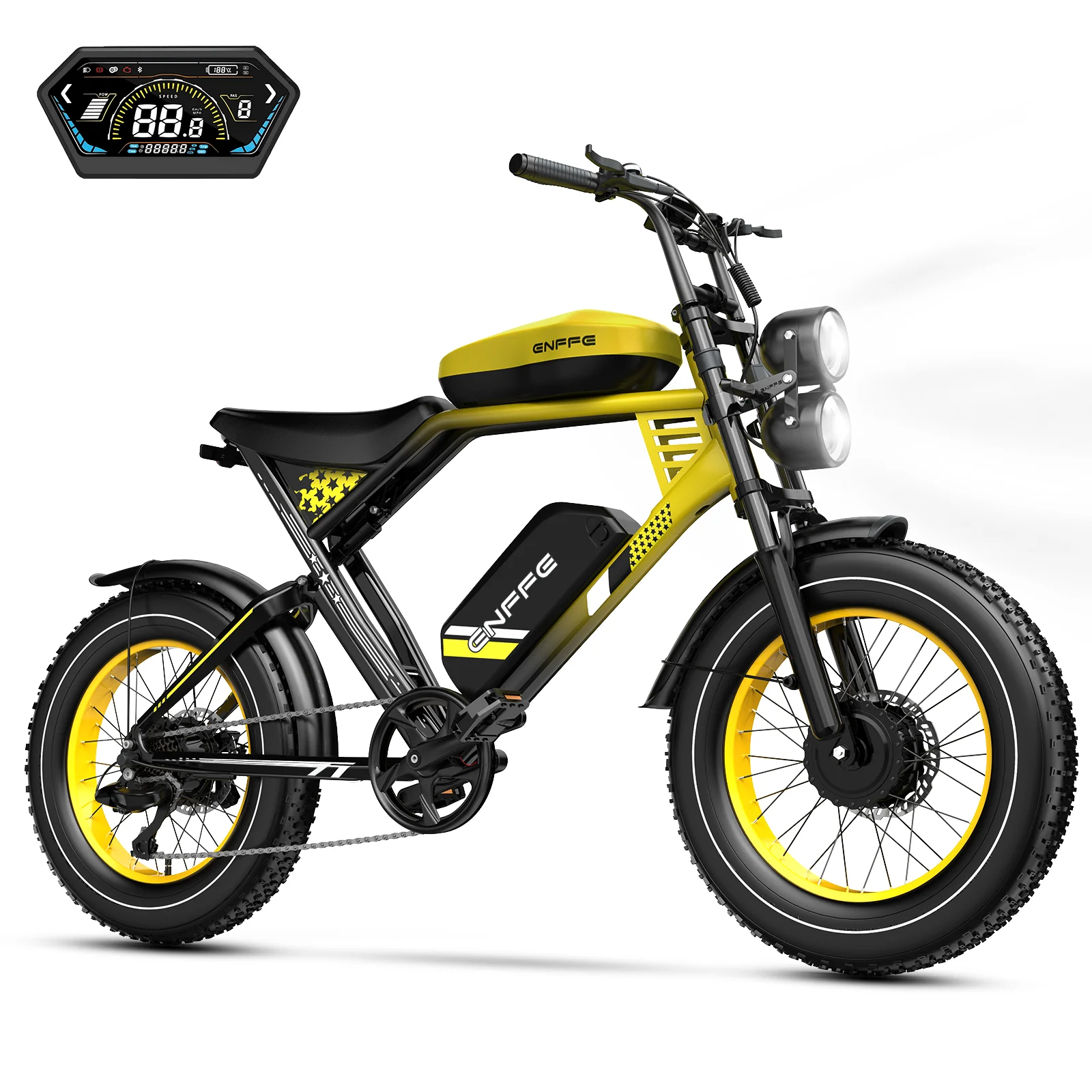 3000W electric bike 20 inch fat tires off road 48v 45ah 32MPH 200miles 7-speed oil brake LCD display with NFC start BMS protect