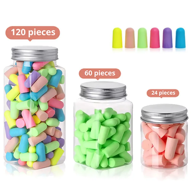 4/24/60/120PCS Anti-noise Ear Plugs Multicolor Bullet Type Foam Earplugs Comfortable Slow Rebound Soft Hearing Protector