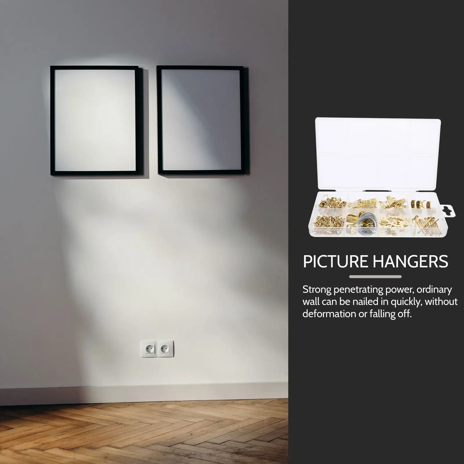 1Set Professional Picture Hanging Tool Kit Sturdy Iron Hooks for Framed Maps Postcards Artwork Wall Decor DIY Hanging Solutions