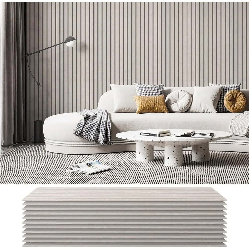 10 Pack Acoustic Panels, 48 X 12 X 0.35 Soundproof Wall Panels, Self Adhesive High Density Sound Absorbing Acoustic Panels