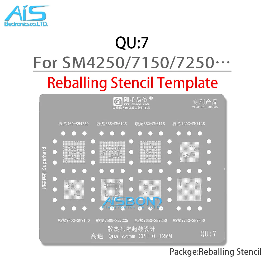 Amaoe QU5 QU7 BGA Stencil Reballing For SDM845 SM8150 SDM670 MSM8917 SM4250 SM6125 SM6115 SM7125 SM7150 SM7250 SM7225 SM7350