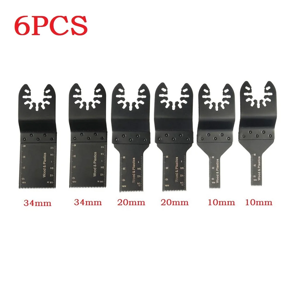 6PCS Saw Cutter Blade Accessories Oscillating Multi Tool Saw Blades For Renovator Power Wood Cutting Tools Bits 10/20/34mm