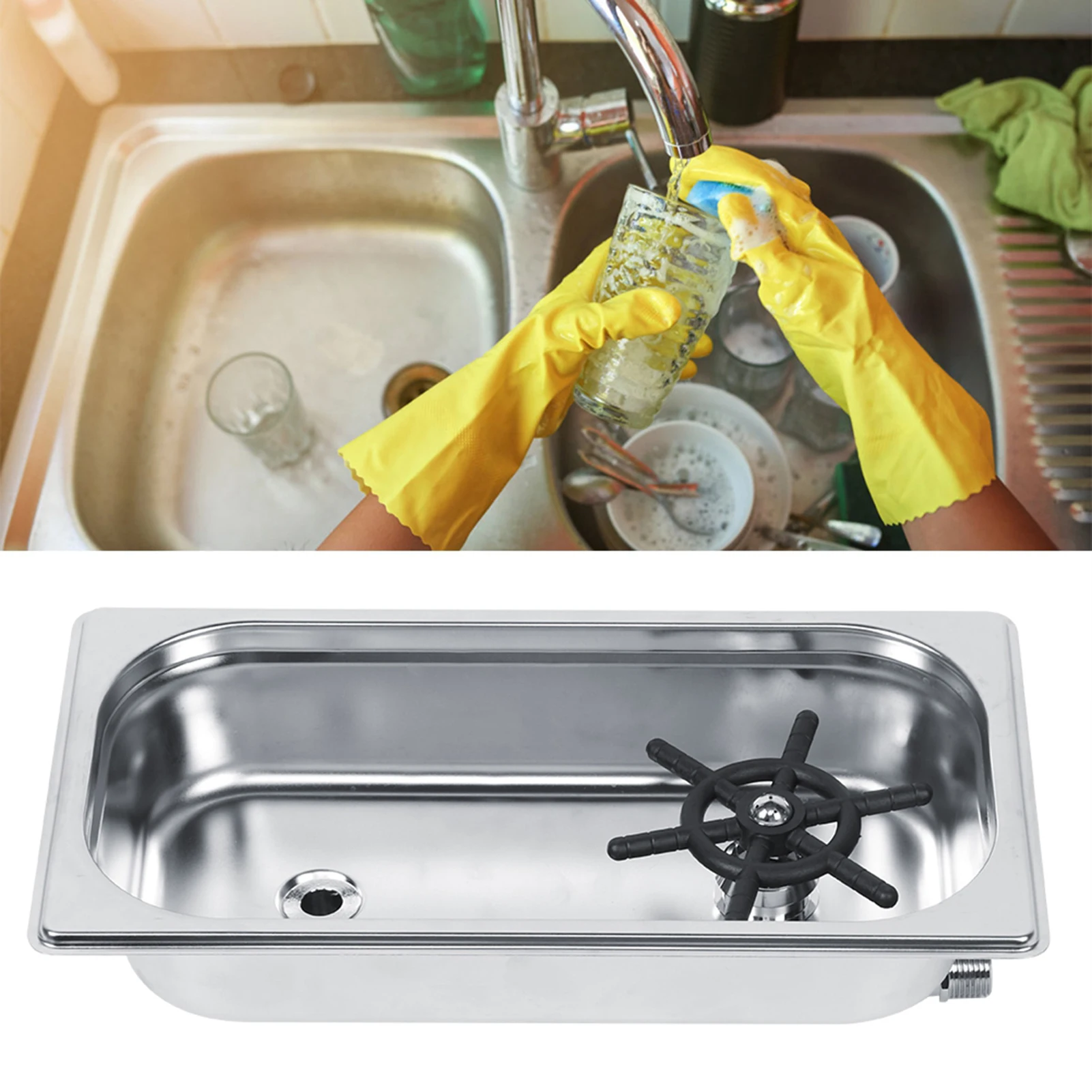 G1/2in Automatic Stainless Steel Cup Washer Cleaner Glass Rinser for Hotel Bar Coffee Milk Tea Cup