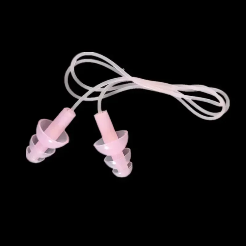 Silicone Corded Ear Plug Protector Anti Lost Reusable Hearing Protection Noise Reduction Safe Swimming Work Earplugs With Rope