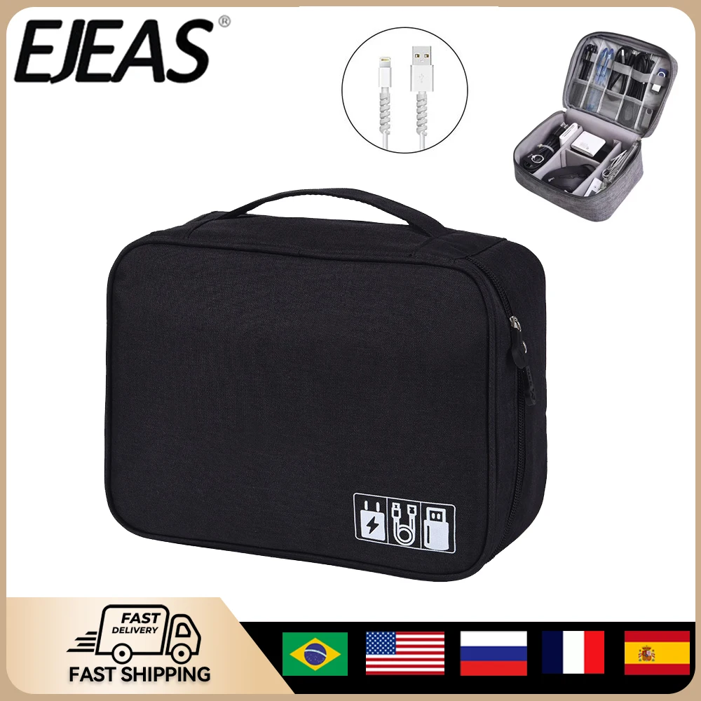 EJEAS V6 Pro/V4 Referee Intercom Headset Storage Bag USB Data Line Charger Plug Storage Bag Waterproof Travel Cosmetic Organizer