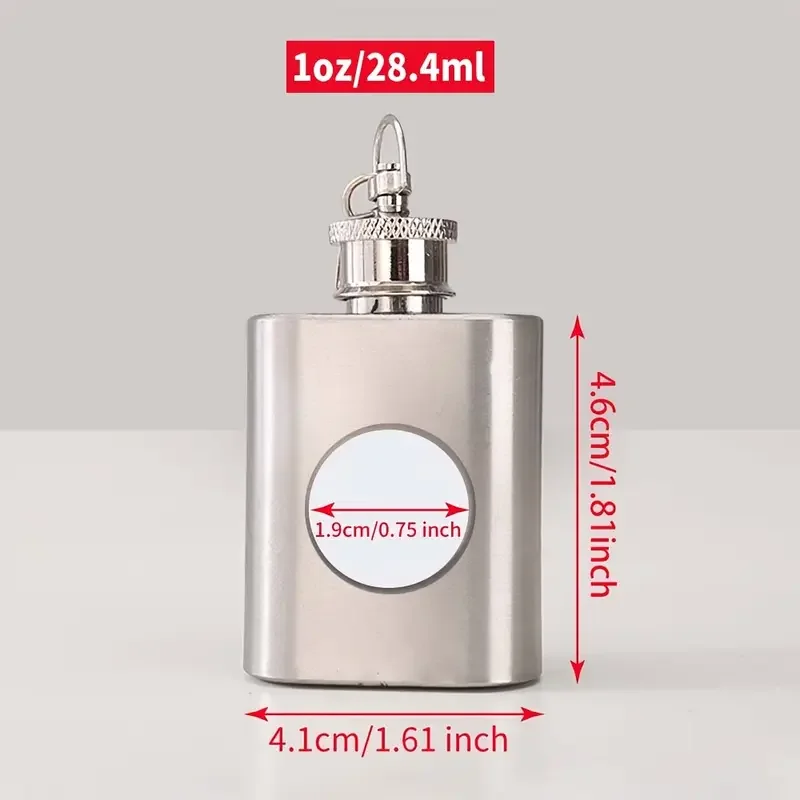 Personalised custom image men's keychain hip flask keychain, personalised DIY image keychain that can hold 1 ounce of wine