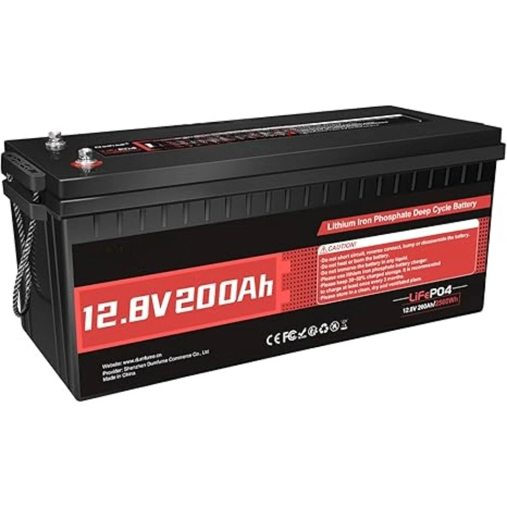 12V 200Ah LiFePO4 Lithium Battery, Built-in 200 BMS 8000+ Deep Cycles, Low Temperature Protection Rechargable Lithium Iron