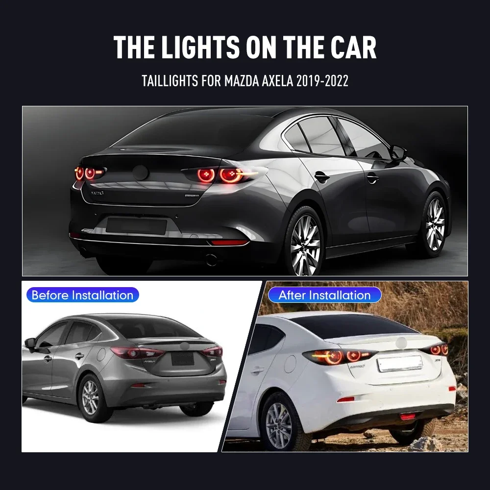 1 Set LED Tail Lights for Mazda Axela 2019-2022 Taillights Rear Lights with Brake Reversing Driving Fog Lamp Turn Signal Lamp