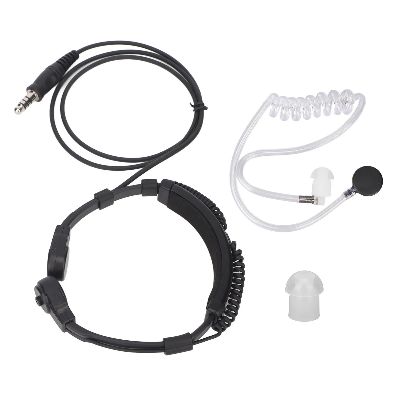 Throat Mic Headset Retractable Ergonomic Air Tube Earpiece Noise Resistant Professional Acoustic Ear Loops for Walkie Talkies