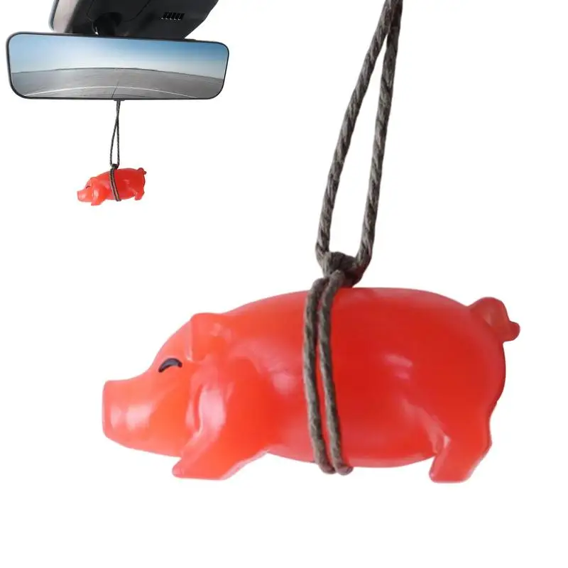 Car Pendant For Rear View Mirror Roasted Hog Ornament Color Changing Funny Cute Aesthetic Auto Interior Decoration Pendant For