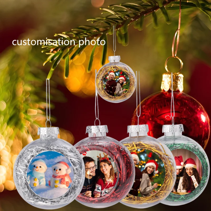 Personalised Christmas bauble with hanging ring customised picture decoration ball for Halloween Christmas New Year  DIY picture