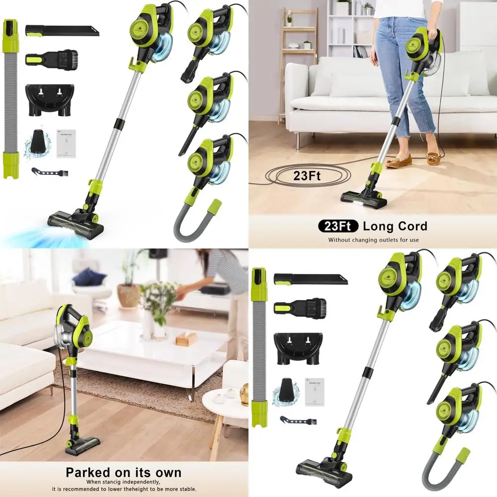 23ft Corded Vacuum with Dual Modes, 19-30 Adjustable Tube, Powerful Suction for Floors, Carpets, Pet Hair, Wall-Mounted Storage