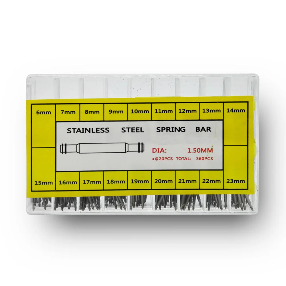 360Pcs Watch Band Spring Bars Stainless Steel Double Flange 6-23mm Metal Strap Link Repair Tool Kit Spring Bar