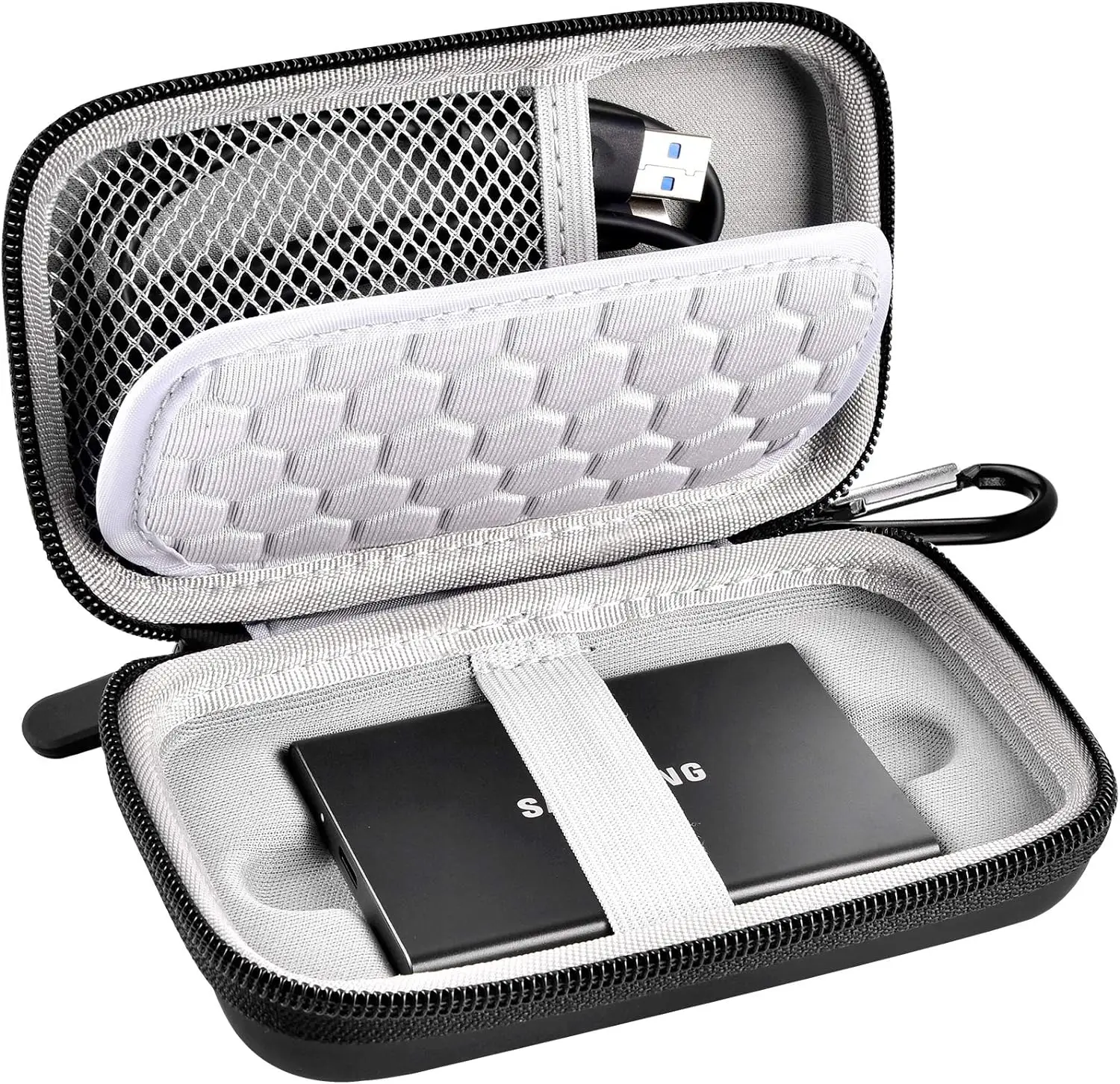Case Compatible with Samsung T7/ T7 Touch Portable SSD 1TB 2TB 500GB USB 3.2 External Solid State Drive, Travel Carrying Case