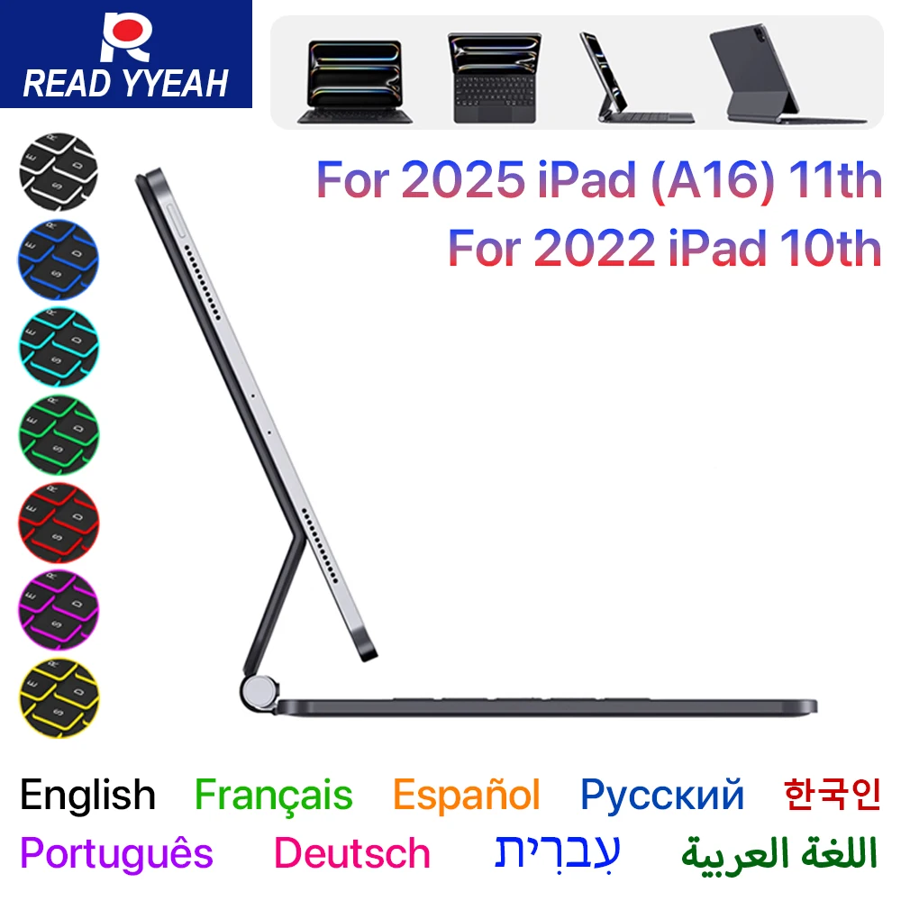 2025 Magic Keyboard for IPad 11th 10th Generation Case iPad a16 Case 11" A3354 A3355 A3356 A2696 Smart Magnetic Book Cover Folio