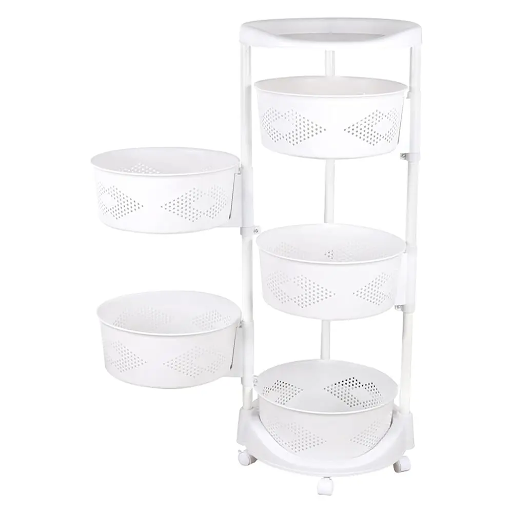 Kitchen Cart With Storage Rotating Basket Vegetable Ra Multi-Layer Storage Shelves For Kitchen And Bedroom 5 Tier