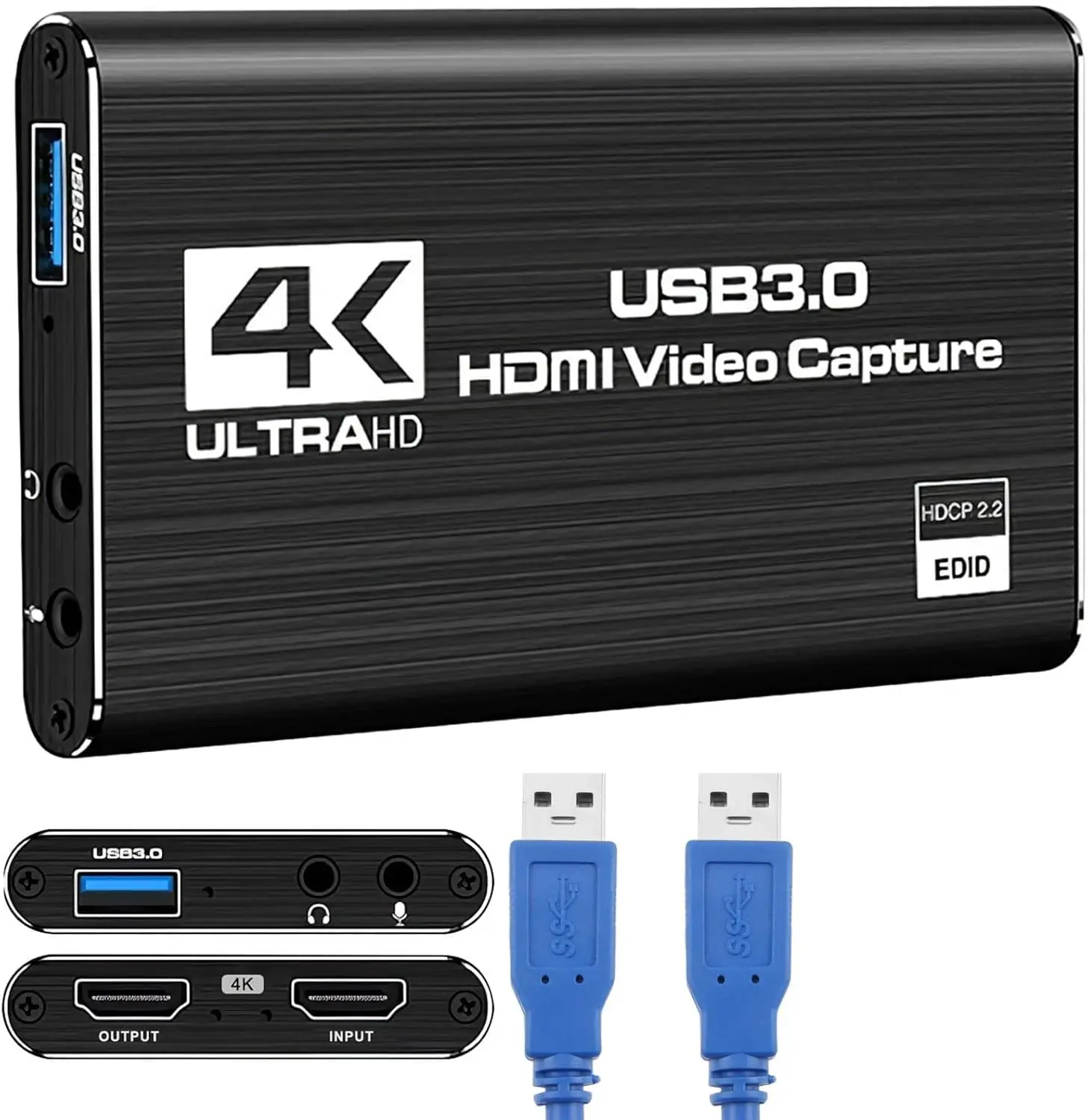 4K USB 3.0 Video Capture Card HDMI-Compatible 1080P 60FPS HD Video Recorder Grabber for OBS Game Card Live Streaming