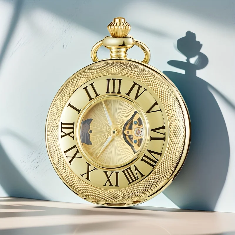 Vintage fully automatic mechanical pocket watch Sun, Moon and Star Pendant The unique design is equipped with a thickened chain,