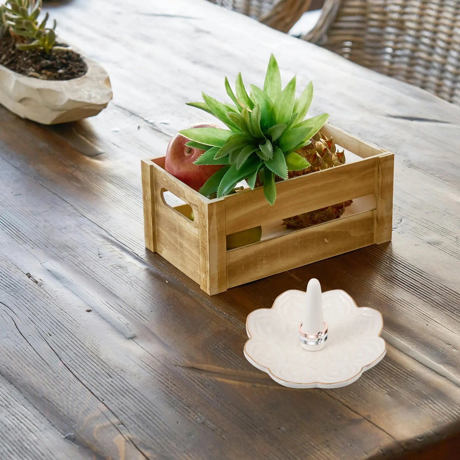 Ceramic Lotus Jewelry Storage Tray Unique Ring Holder Plate Decorative Trinket Dish for Small Jewelry Organizer Home