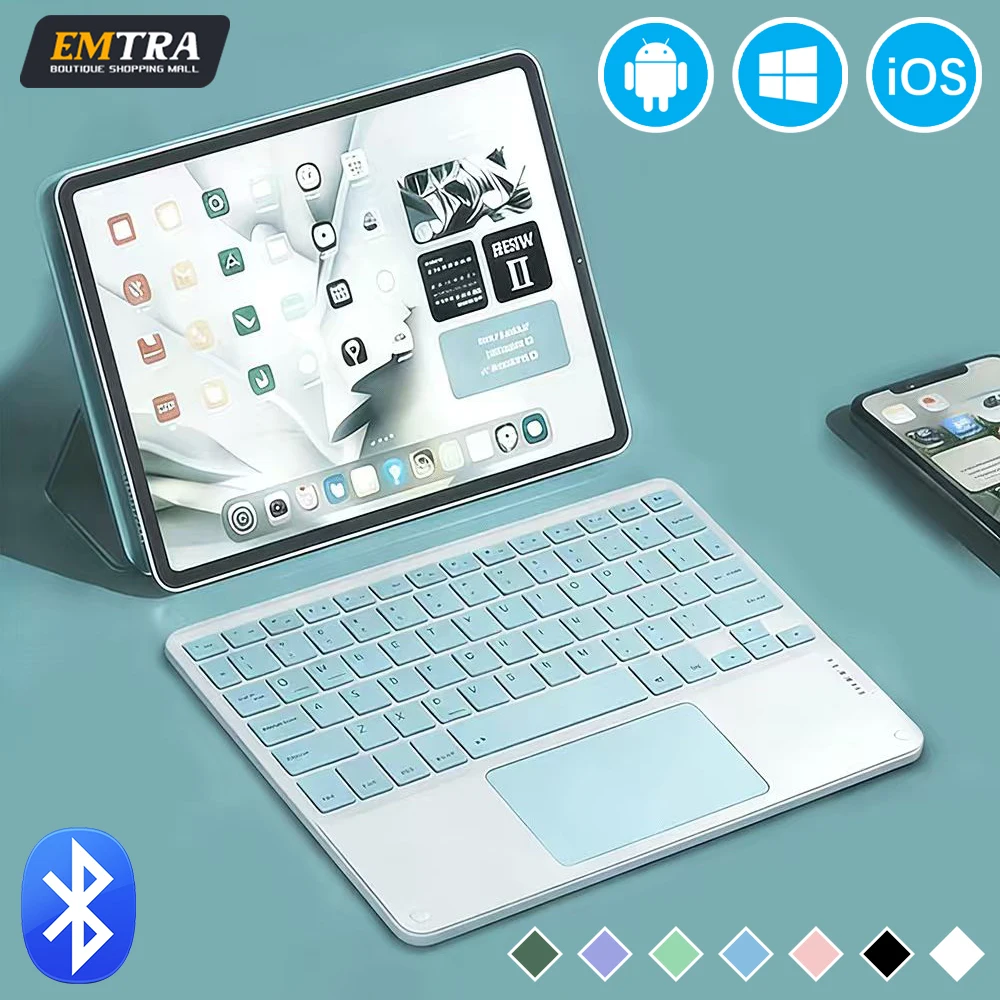 EMTRA Universal Bluetooth Keyboard for iPad Air Pro Mini Wireless Rechargeable Touch Gestures Keyboard for Phone Tablet Laptop