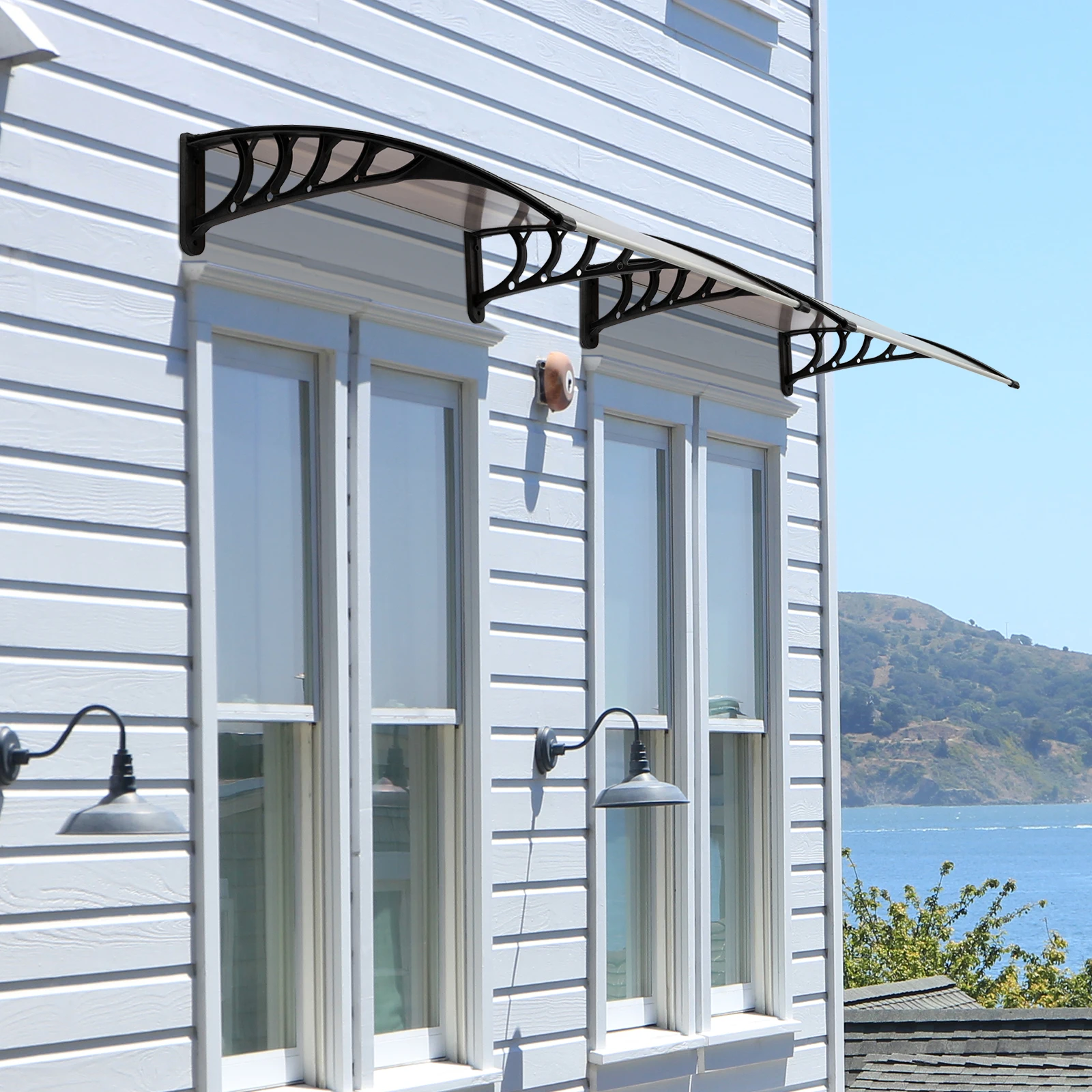 HT-100 x 96cm Household Application Door & Window Rain Cover Eaves Brown Board & Black Holder