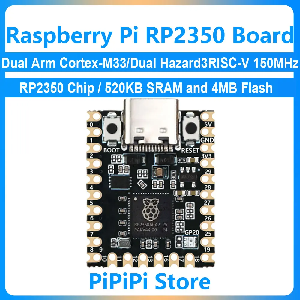 Raspberry Pi Pico 2 RP2350 Chip Mini Development Board Dual Arm Cortex-M33/Dual Hazard3RISC-V 150MHz Type-C 4MB Flash RP2350MINI