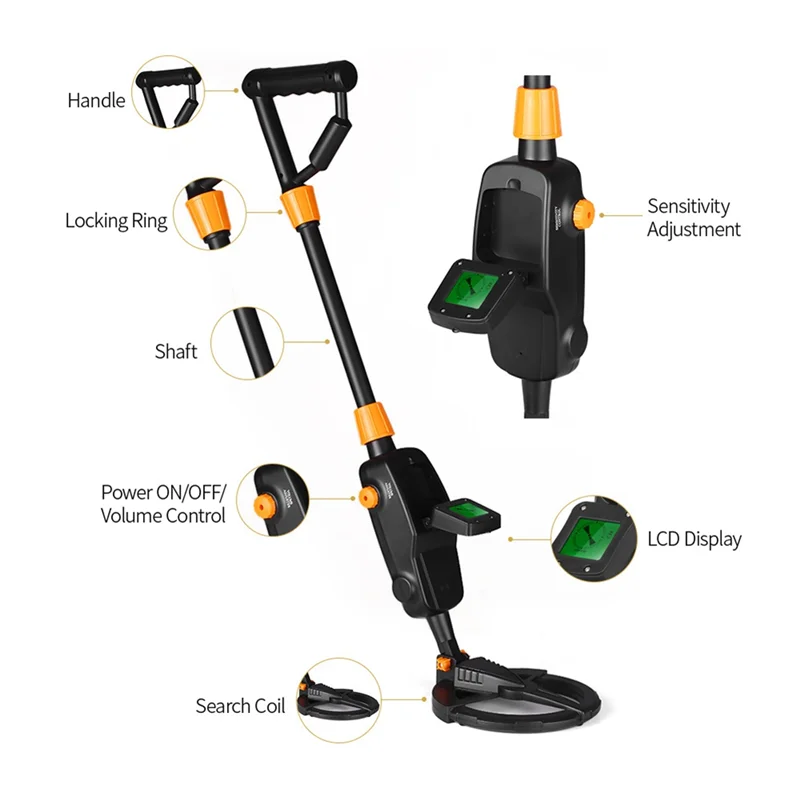 ABZW MD1008A Metal Gold Detector Pinpointer Handheld Silver Jewelry Treasure Underground Metal Detector Tracker Seeker Finder