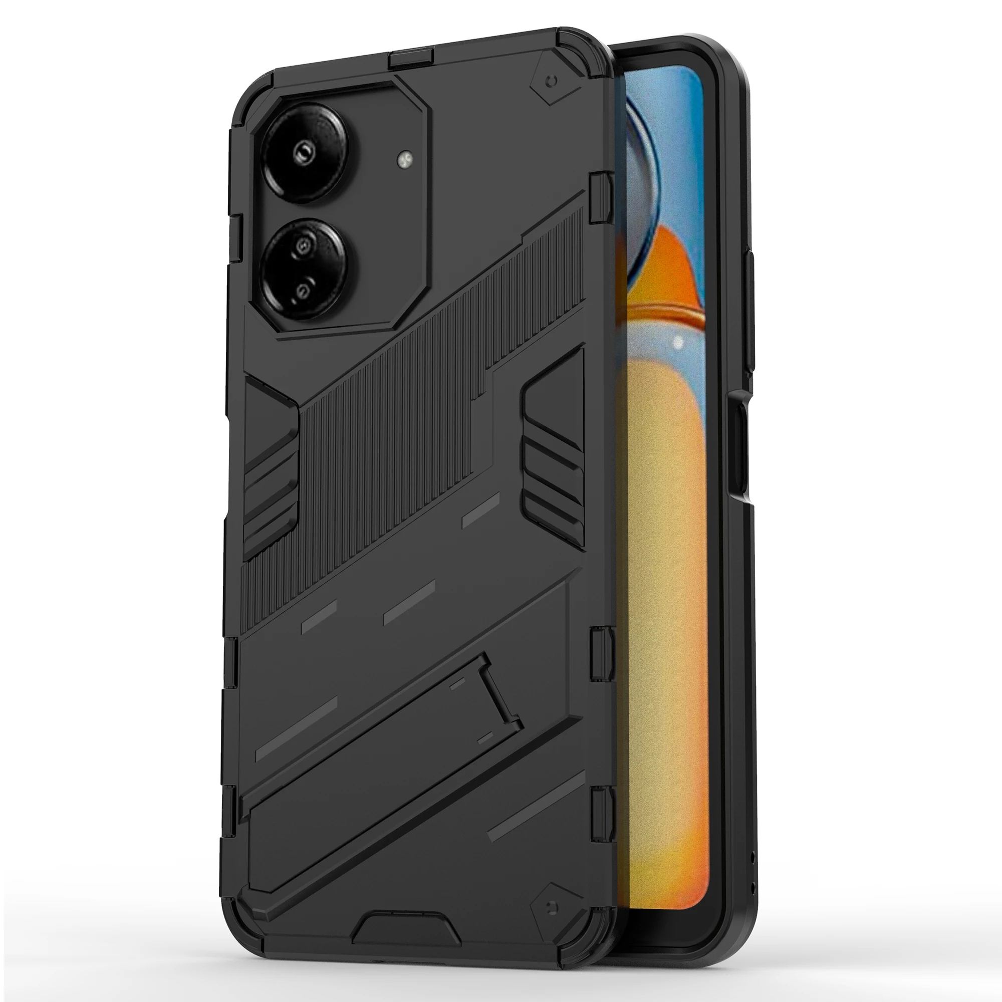 Xiaomi Redmi 13C 4G / 13C 5G / Poco C65 4G / Poco M6 5G / 13R 5G Case Kickstand Protective Phone Cover - Black