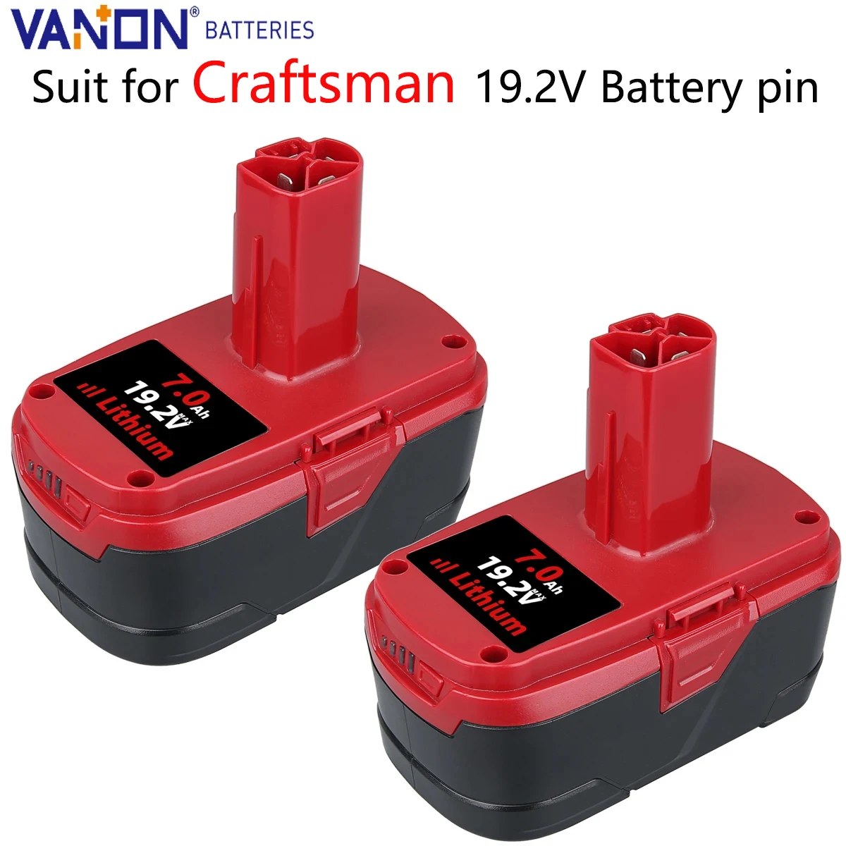 2Pack Vanon 7.0Ah 19.2V C3 Lithium Battery Replace for Craftsman 130279005 1323903 130211004 11375 11045 315.115410 Battery pin