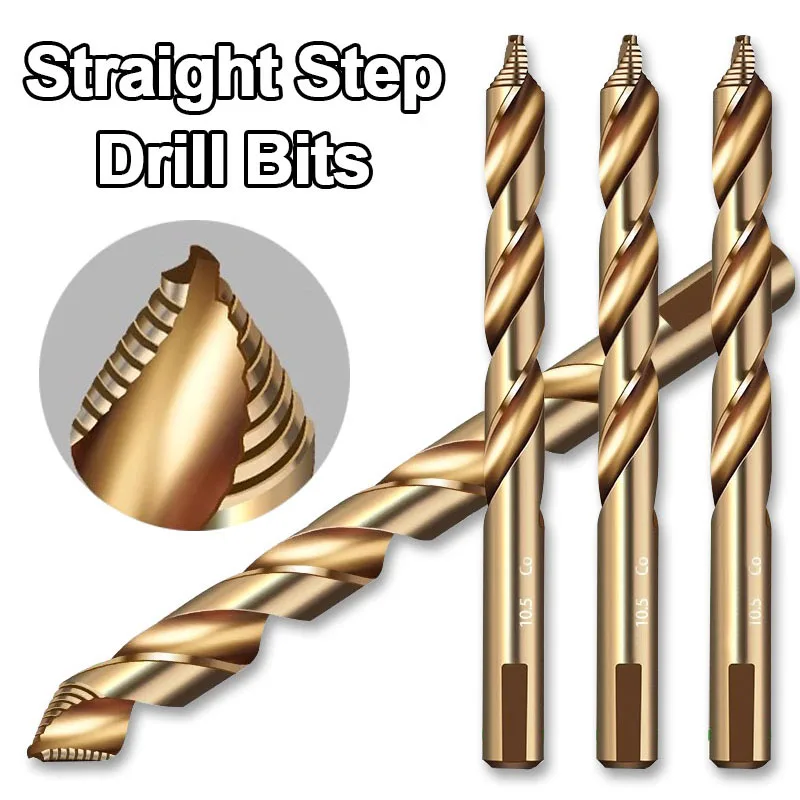 M35 Step Twist Drill, Cobalt Content Straight Shank Drill (3-13mm), For Iron, Stainless Steel, Steel Drilling