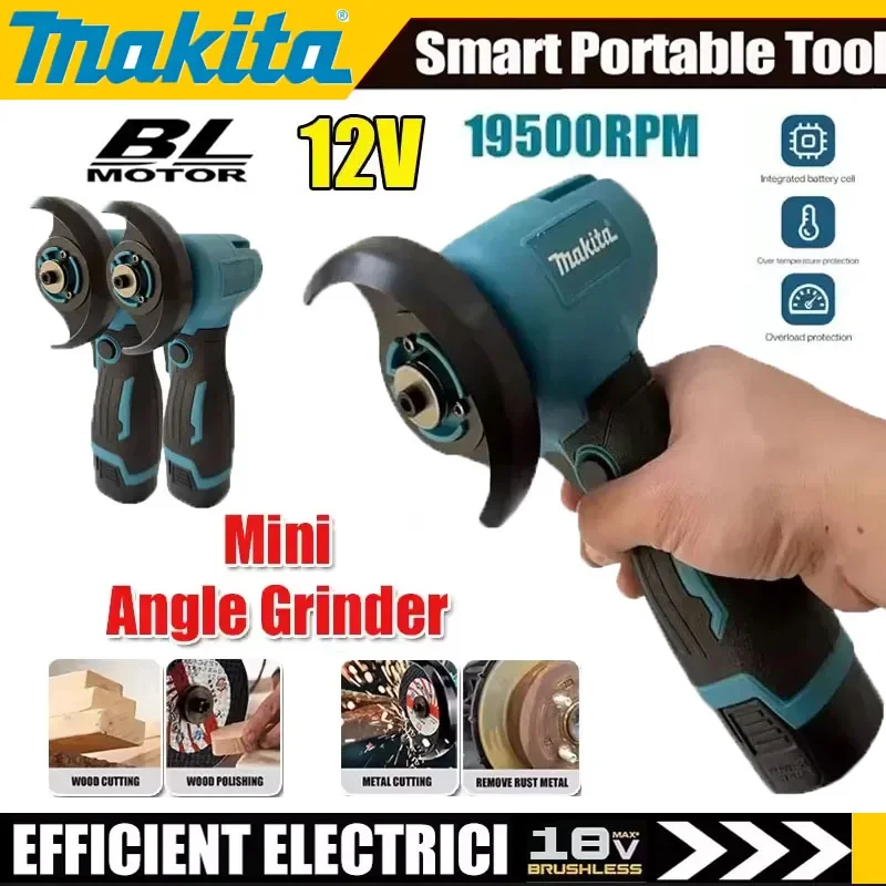 Makita Electric Portable Mini Angle Grinder Cordless Polishing Mini Cutting Blade Grinder Machine Universal for 12V Battery