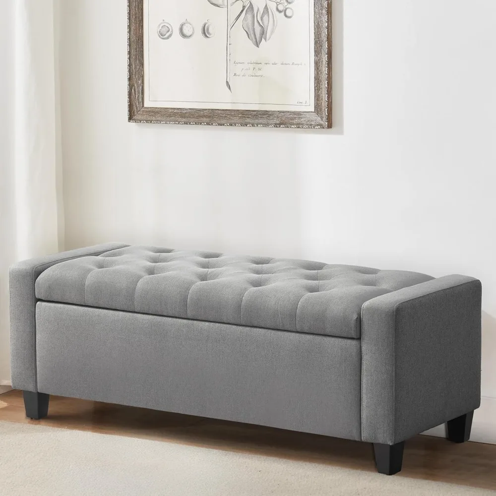 Ottoman with Storage,48.8" Fabric Storage Ottoman Bench with Hinge,Bedroom Bench,Upholstered Benches withSeating for Living Room