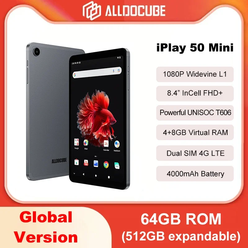 ALLDOCUBE Android 13 Tablet PC iPlay 50 Mini UNISOC T606 Octa Core RAM 12GB(4GB+8GB) 1080P Widevine L1 Dual 4G LTE Tablet Pad