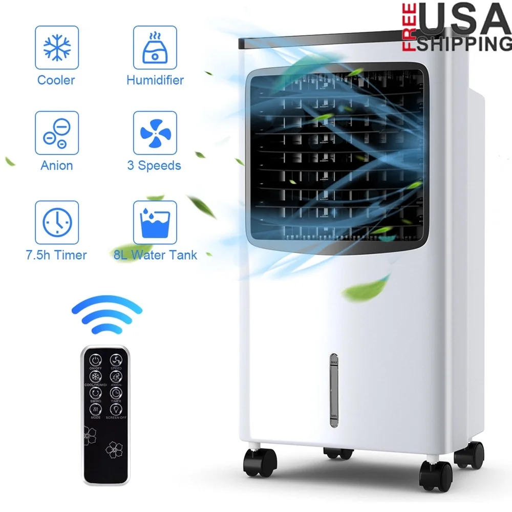 Portable Evaporative Air Conditioner with Remote Control 7L Water Tank Washable Filter Air Cooler Fan Humidifier Purifier Home