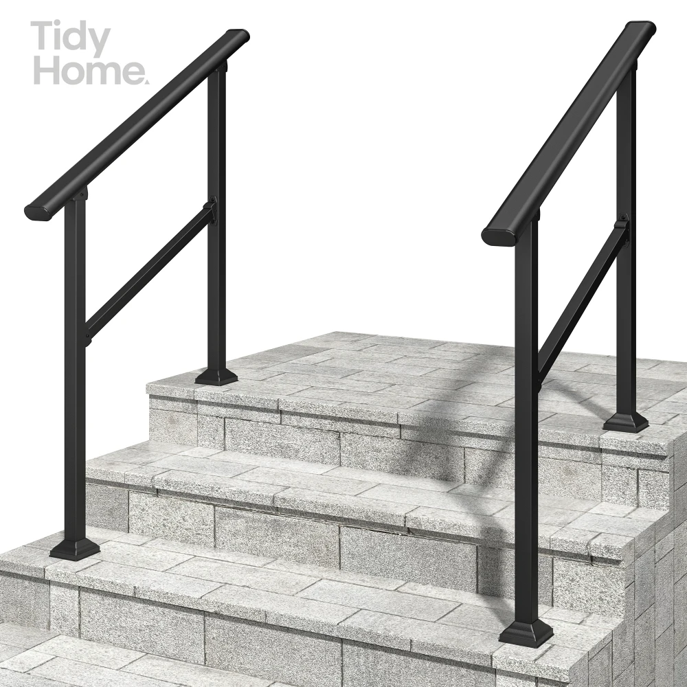 Hand Rails for Outdoor Steps,4-5 Step Handrail 2 Pack,Handrails for Outdoor Steps,Exterior Hand Rails for Concrete Steps Outside