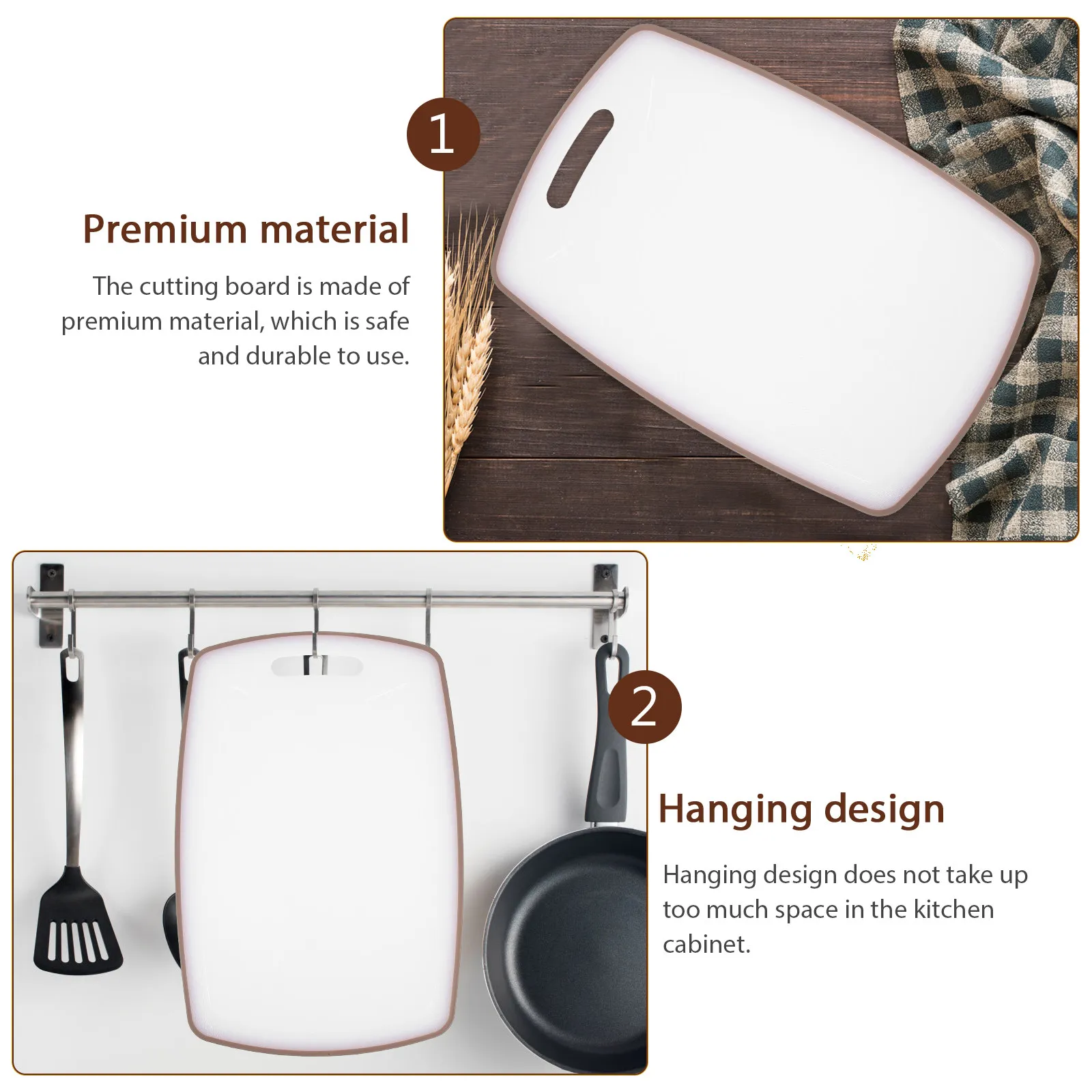 Premium Plastic Household Cutting Board Kitchen Board Hanging Design Convenient Multi-Function Desktop Kitchen Supply