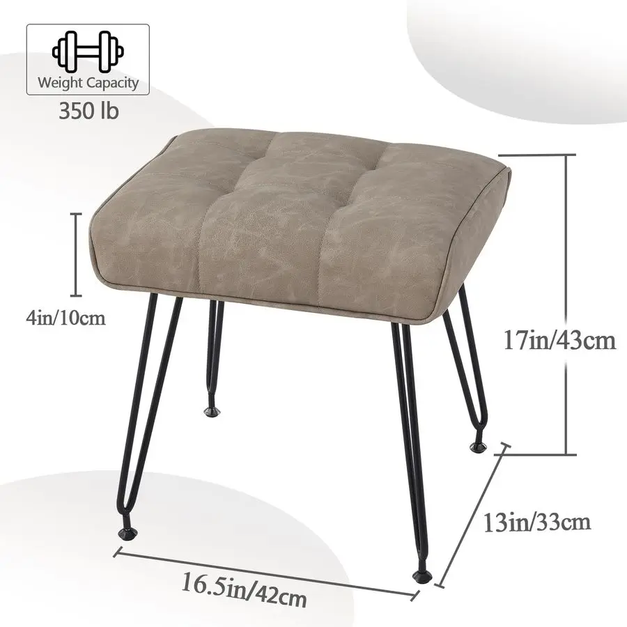 Leather Vanity Stools, Vanity Stool Chairs For Makeup Faux Leather Foot Stools Ottoman With Metal Leg Make Up Chairs For Vanity