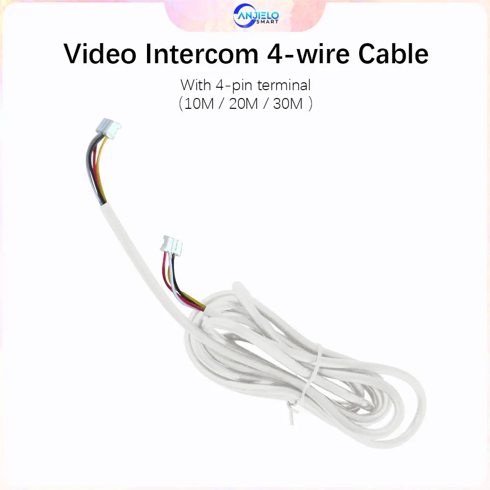 ANJIELO 4-Wire Video Intercom System Cable with 4-pin Terminal 10M 20M 30M Male Connector